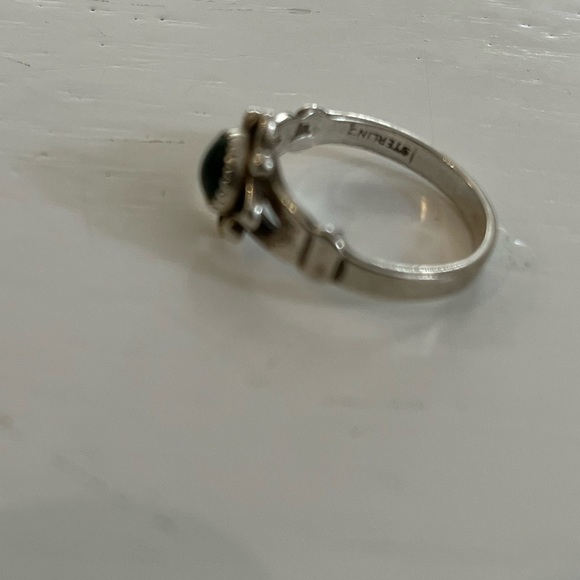 Sterling silver malachite ring - size 5.25-5.5 - Picture 4 of 4